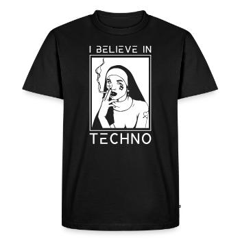 Raver religion techno religion religieuse - T-shirt Premium bio Homme - noir - Devant - Nico (187cm)