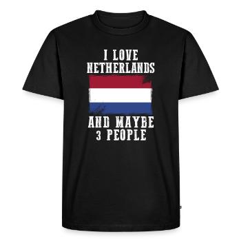 Drapeau pays-bas drôles de phrases - T-shirt Premium bio Homme - noir - Devant - Nico (187cm)
