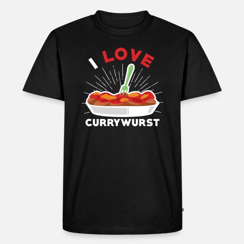 Currywurst Ich liebe Currywurst - Männer Premium Bio T-Shirt - Schwarz