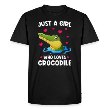 Crocodile mignon drôle rengaine - T-shirt Premium bio Homme - noir - Devant - Nico (187cm)