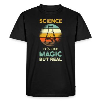 Science Saying Magic Real - Men's Premium Organic T-Shirt - black - Front - Nico (187cm)