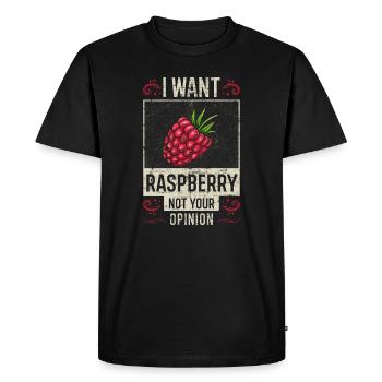 Framboise sort drôle - T-shirt Premium bio Homme - noir - Devant - Nico (187cm)