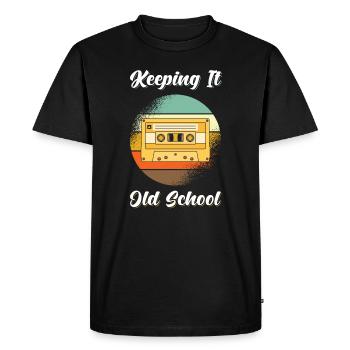 Cassette Retro 80s - Men's Premium Organic T-Shirt - black - Front - Nico (187cm)