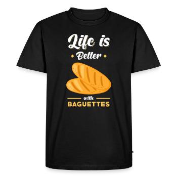 Baguette pain rengaine drôle - T-shirt Premium bio Homme - noir - Devant - Nico (187cm)