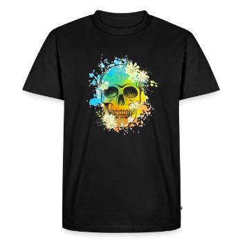 Skull Flowers - Men's Premium Organic T-Shirt - black - Front - Nico (187cm)