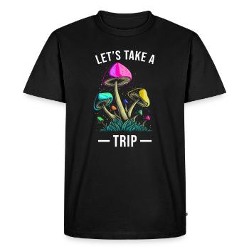 Mushroom Trip Magic Mushrooms - Men's Premium Organic T-Shirt - black - Front - Nico (187cm)