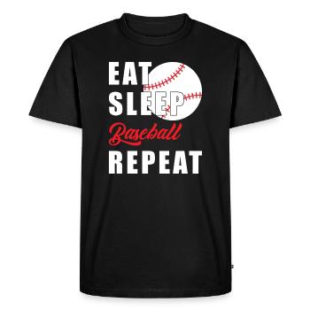 Eat Sleep Baseball Repeat - Men's Premium Organic T-Shirt - black - Front - Nico (187cm)