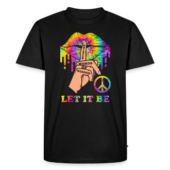 Hippie 70s Peace - T-shirt Premium bio Homme - noir - Devant - Nico (187cm)