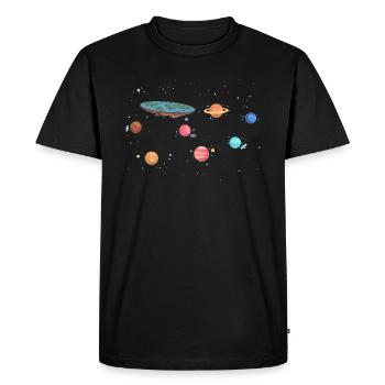 Flat Earth Society - Men's Premium Organic T-Shirt - black - Front - Nico (187cm)