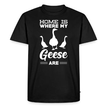 Oies rengaine à la maison - T-shirt Premium bio Homme - noir - Devant - Nico (187cm)