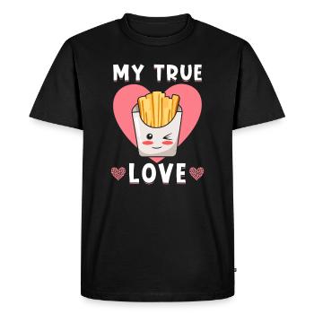 Frites kawaii frites food love - T-shirt Premium bio Homme - noir - Devant - Nico (187cm)