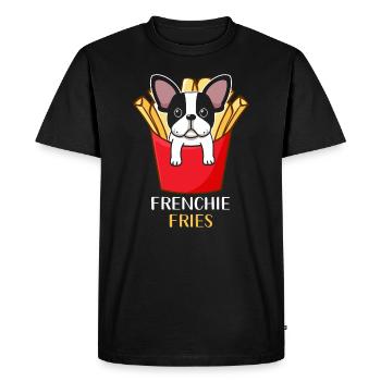 Frenchie Fries Bouledogue Français - T-shirt Premium bio Homme - noir - Devant - Nico (187cm)