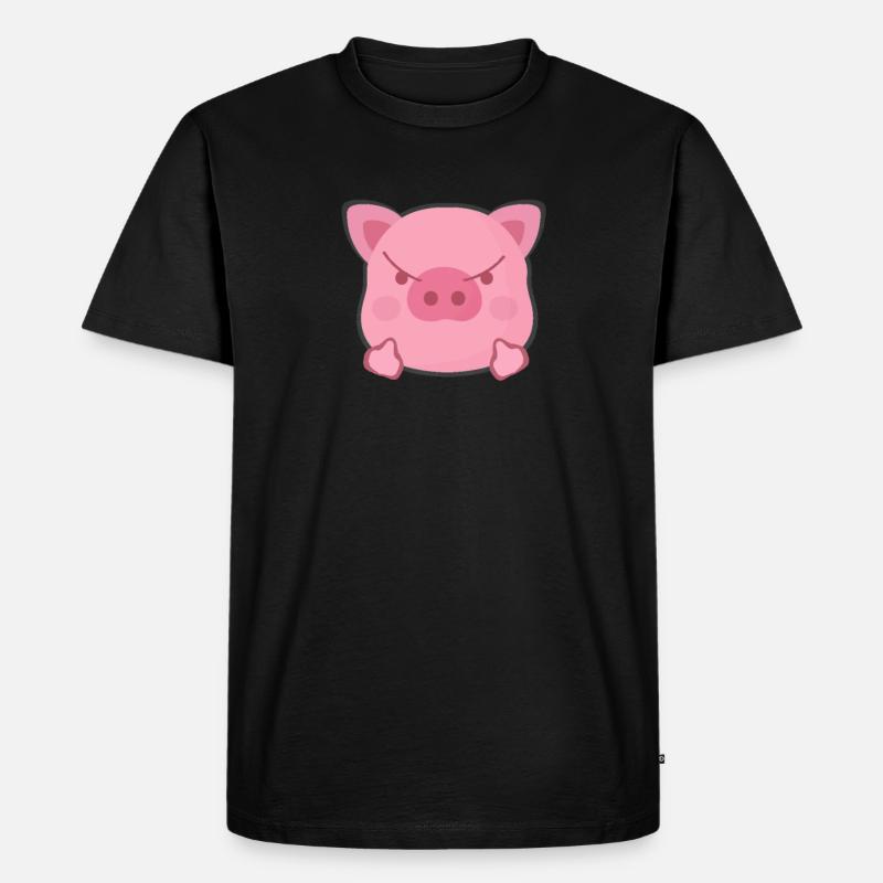 Schwein Mittelfinger - Männer Premium Bio T-Shirt - Schwarz
