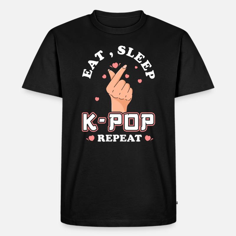 K-Pop Eat Sleep Kpop Repeat - Männer Premium Bio T-Shirt - Schwarz
