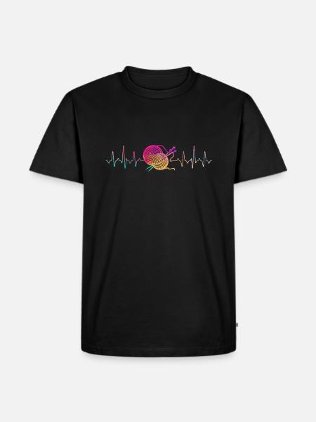 Knitting Heartbeat - Men's Premium Organic T-Shirt - black