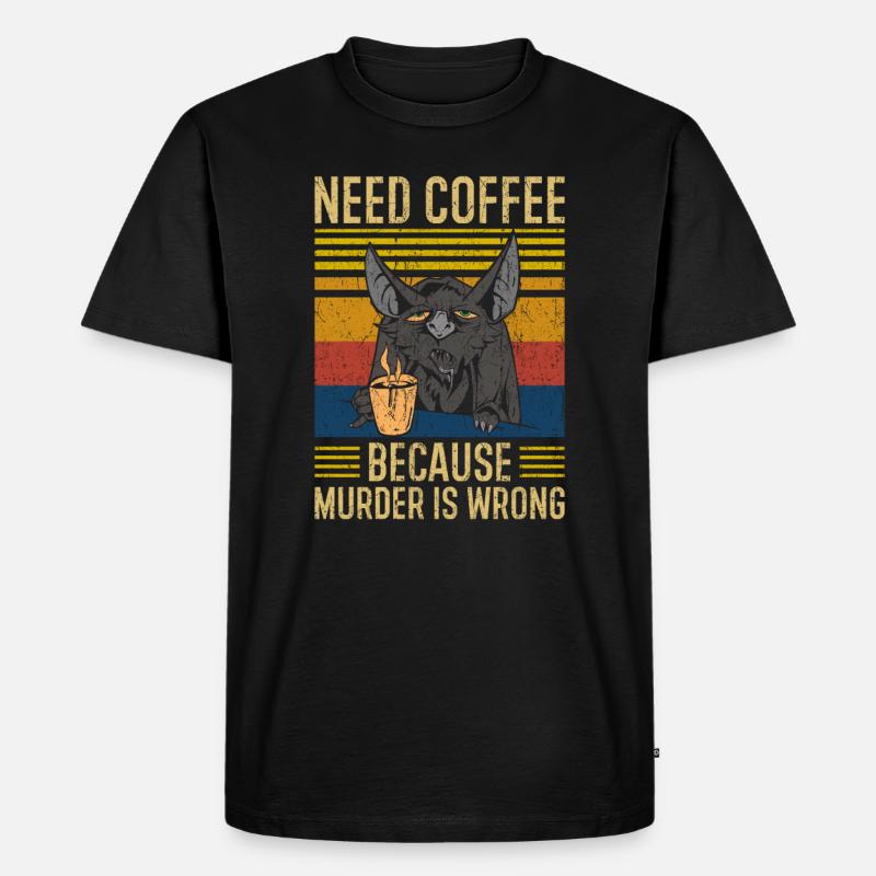 Need Coffee Kaffee Spruch - Männer Premium Bio T-Shirt - Schwarz