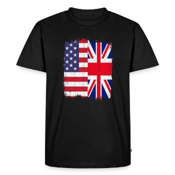 ROYAUME-UNI ÉTATS-UNIS Drapeau - T-shirt Premium bio Homme - noir - Devant - Nico (187cm)