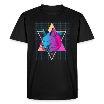 Japon Vaporwave Wolf - T-shirt Premium bio Homme - noir - Devant - Nico (187cm)