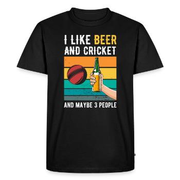 Cricket and Beer Retro Gift - Men's Premium Organic T-Shirt - black - Front - Nico (187cm)