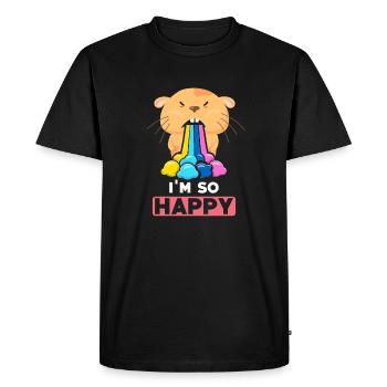 Hamster Im so Happy - Men's Premium Organic T-Shirt - black - Front - Nico (187cm)