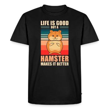 Hamster - Men's Premium Organic T-Shirt - black - Front - Nico (187cm)