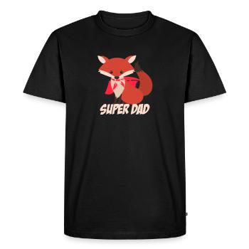 Super papa renard père - T-shirt Premium bio Homme - noir - Devant - Nico (187cm)