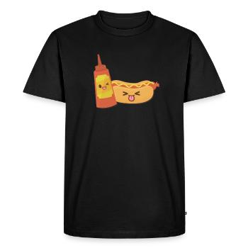 Hot Dog Kawaii Fast Food - T-shirt Premium bio Homme - noir - Devant - Nico (187cm)