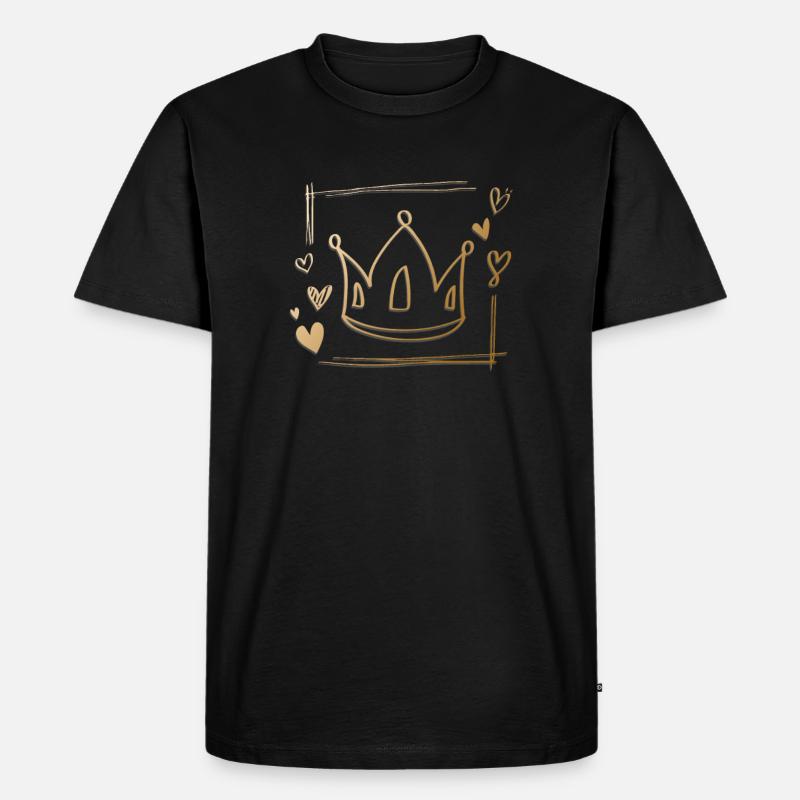 Krone Lineart - Männer Premium Bio T-Shirt - Schwarz