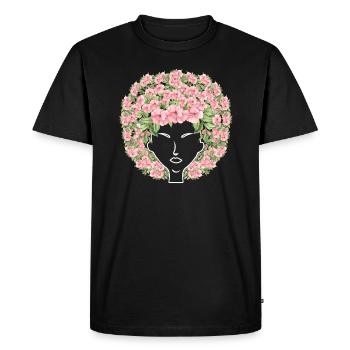 Fleurs Afro - T-shirt Premium bio Homme - noir - Devant - Nico (187cm)