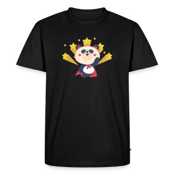 Panda Superhéros - T-shirt Premium bio Homme - noir - Devant - Nico (187cm)