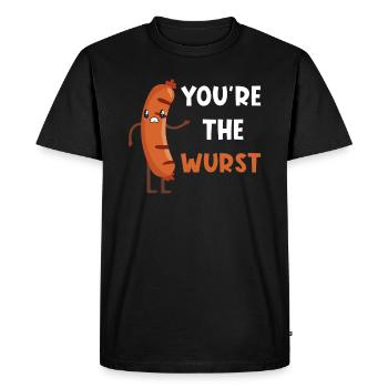 Saucisse jeu de mots drôle - T-shirt Premium bio Homme - noir - Devant - Nico (187cm)