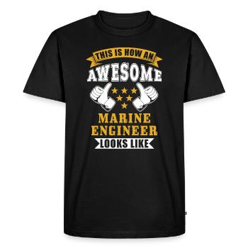 Naval Engineer Gift - Men's Premium Organic T-Shirt - black - Front - Nico (187cm)
