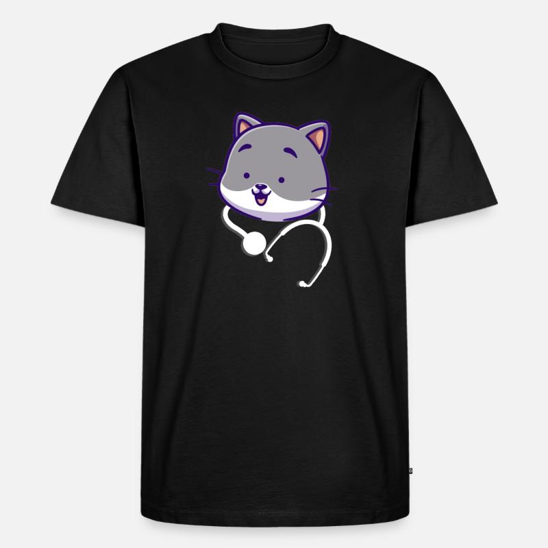 Stethoskop niedlich - Männer Premium Bio T-Shirt - Schwarz