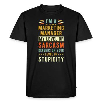 Responsable Marketing Cadeau - T-shirt Premium bio Homme - noir - Devant - Nico (187cm)