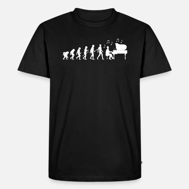 Pianist Evolution - Männer Premium Bio T-Shirt - Schwarz