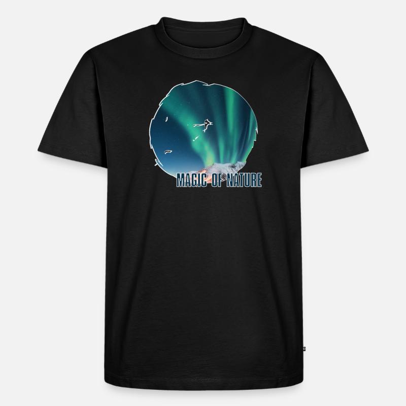 Aurora Nordlichter - Männer Premium Bio T-Shirt - Schwarz