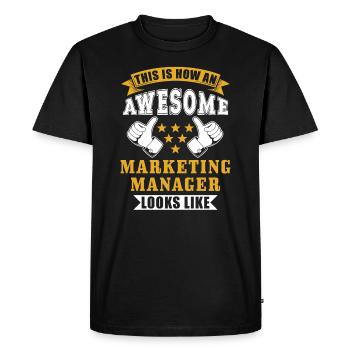 Responsable Marketing Cadeau - T-shirt Premium bio Homme - noir - Devant - Nico (187cm)