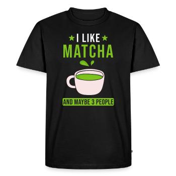 Dicton du thé matcha - T-shirt Premium bio Homme - noir - Devant - Nico (187cm)