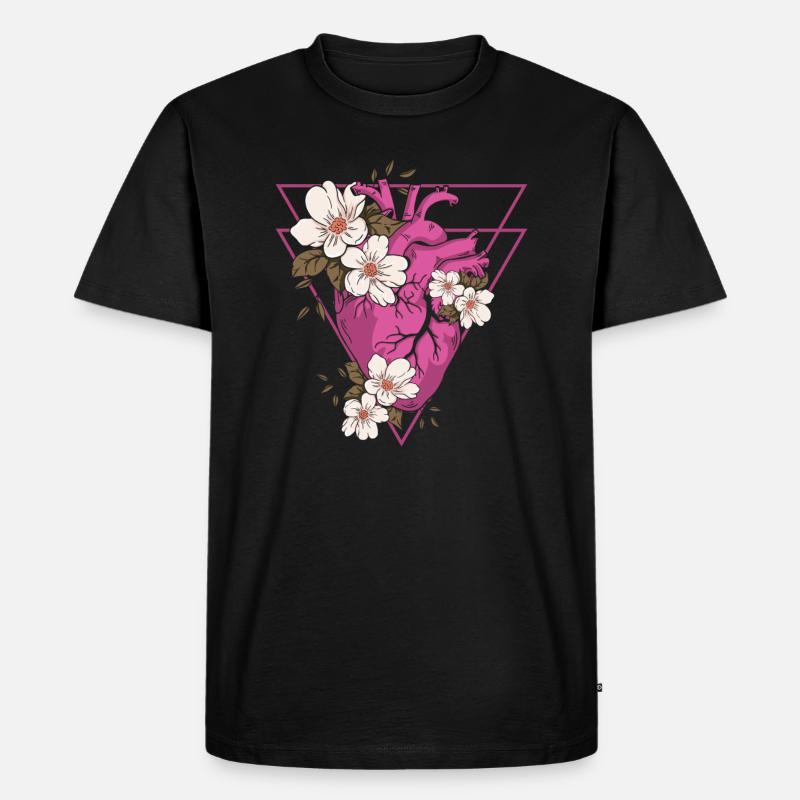 Gothic Blumen - Männer Premium Bio T-Shirt - Schwarz