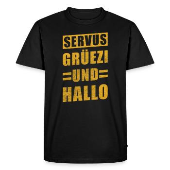 Servus Grüezi et Bonjour - T-shirt Premium bio Homme - noir - Devant - Nico (187cm)