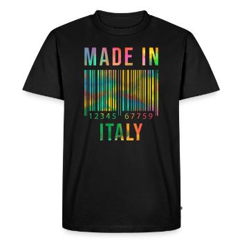 Italy born Made in Italy - Men's Premium Organic T-Shirt - black - Front - Nico (187cm)
