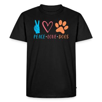 Dogs Saying Peace Love Dogs - Men's Premium Organic T-Shirt - black - Front - Nico (187cm)