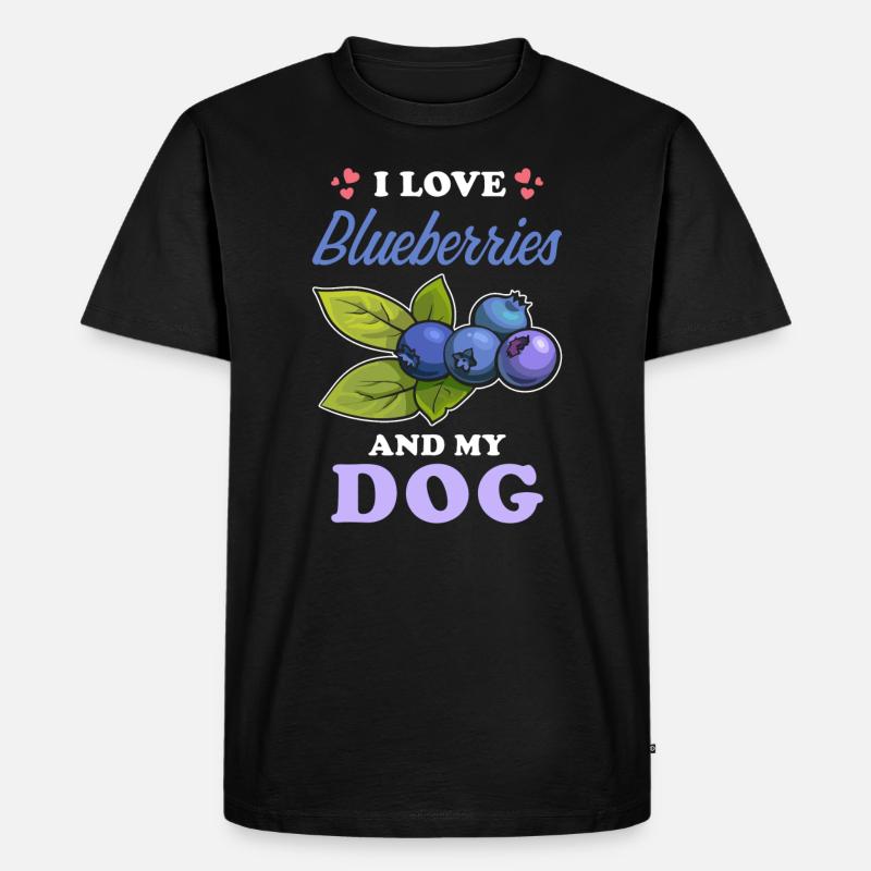 Blaubeeren und Hunde Spruch - Männer Premium Bio T-Shirt - Schwarz