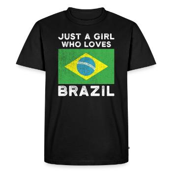 Juste une fille qui aime le Brésil - T-shirt Premium bio Homme - noir - Devant - Nico (187cm)