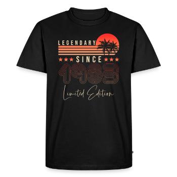 Legendary since 1983 - Men's Premium Organic T-Shirt - black - Front - Nico (187cm)