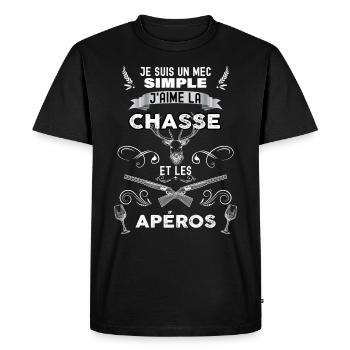 Chasse je suis un mec simple. humour chasseur - T-shirt Premium bio Homme - noir - Devant - Nico (187cm)