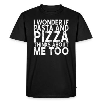 Pizza and pasta - Men's Premium Organic T-Shirt - black - Front - Nico (187cm)