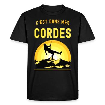 9 - t-shirt c'est dans mes cordes 5.png - T-shirt Premium bio Homme - noir - Devant - Nico (187cm)