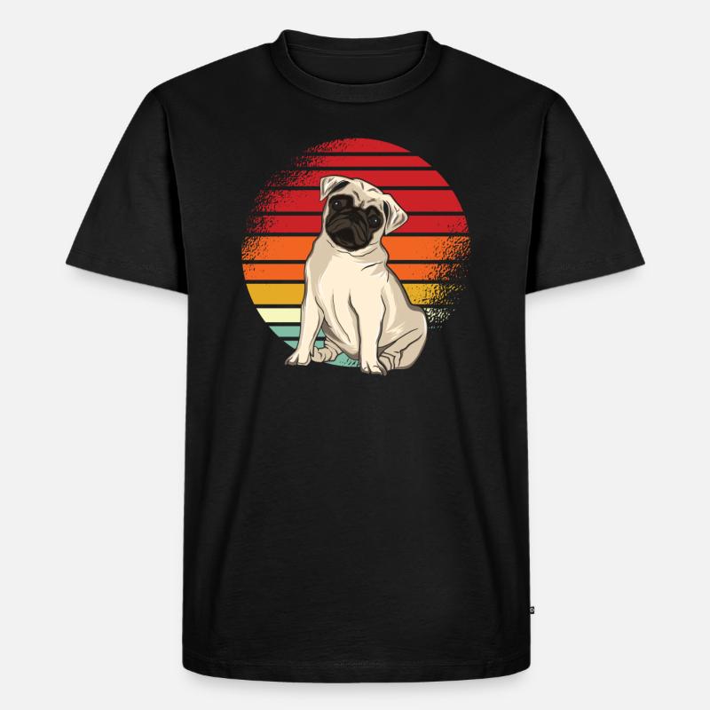 Mops Retro - Männer Premium Bio T-Shirt - Schwarz