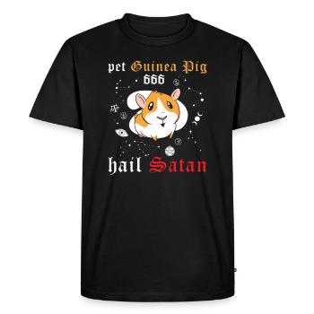 Pet Guinea Pigs hail satan - Men's Premium Organic T-Shirt - black - Front - Nico (187cm)
